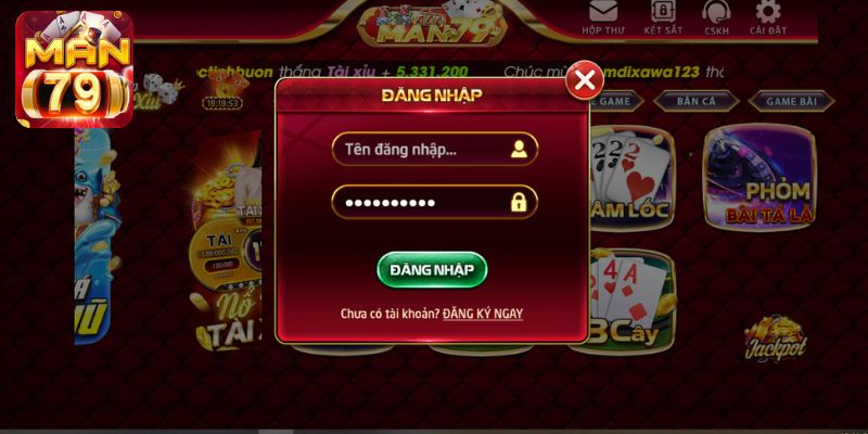 Năm bước đăng nhập trên trang trình duyệt